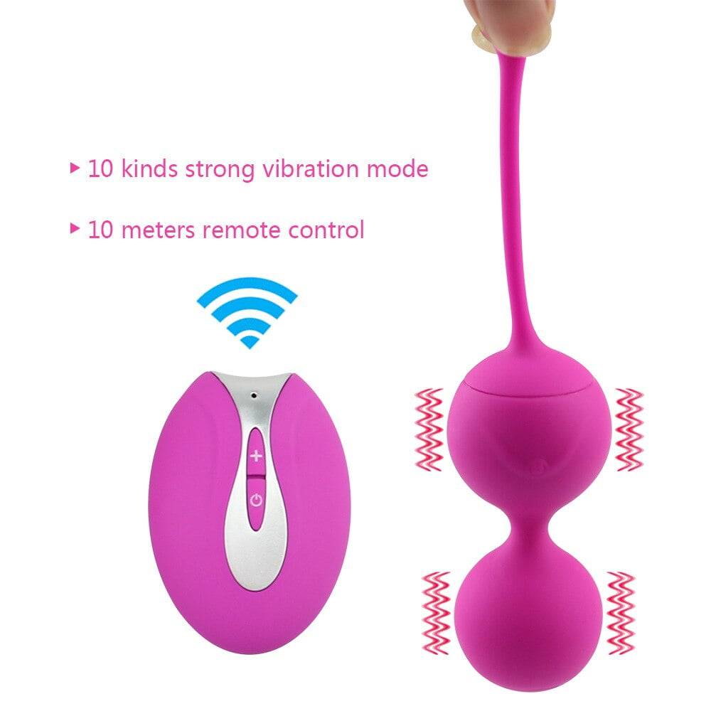 10 Modes Rechargeable Female Masturbation Vibrating Sex Toys Kegal Weight with Wireless Remote Control