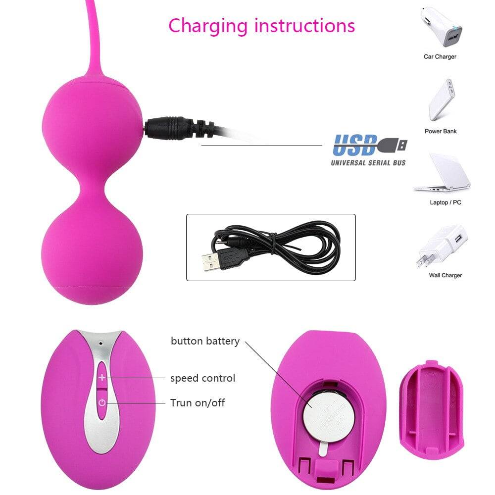 10 Modes Rechargeable Female Masturbation Vibrating Sex Toys Kegal Weight with Wireless Remote Control