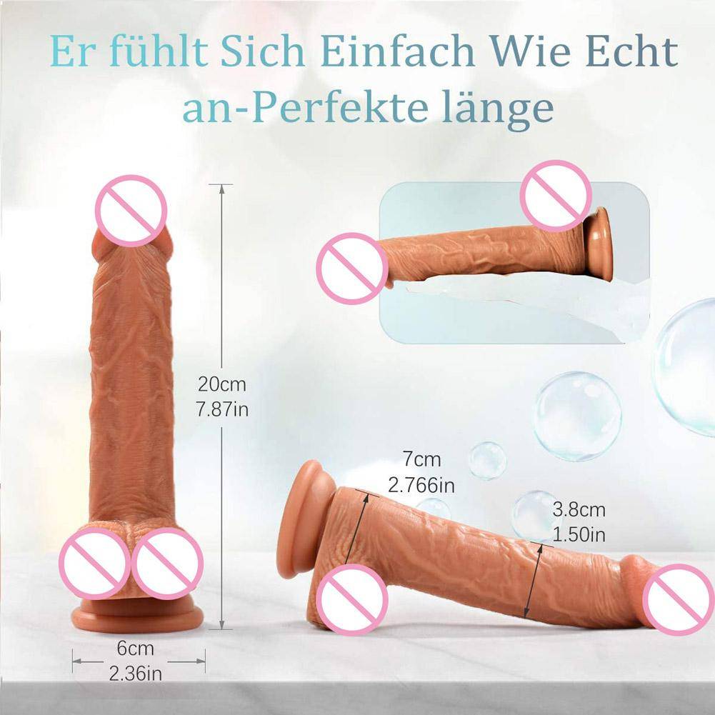 20cm Realistic Dildo with Strong Suction Cup Soft Two Layer Silicone Sex Toy with Plump Testicles Anal Dildo Real Dong