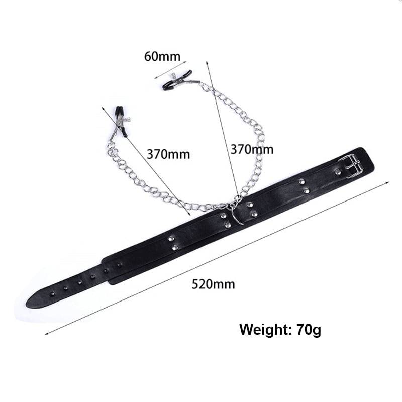 BDSM Bondage Erotic Slave Collar Nipple Clamps Leather Necklace Chain Fetishs Adult Game Role Play Product Sex Toys For Couples