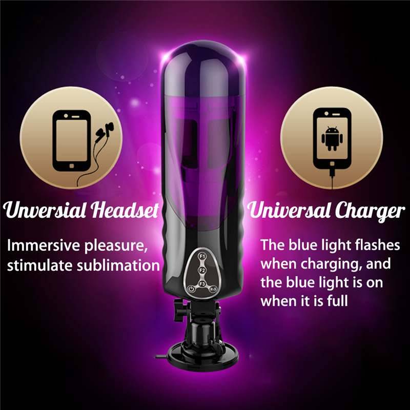 Meselo Automatic Heated Telescopic Rotating Voice Sex Machine Vagina Pussy Vibrator Sex Toys for Men Electric Male Masturbators