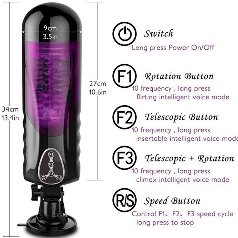 Meselo Automatic Heated Telescopic Rotating Voice Sex Machine Vagina Pussy Vibrator Sex Toys for Men Electric Male Masturbators