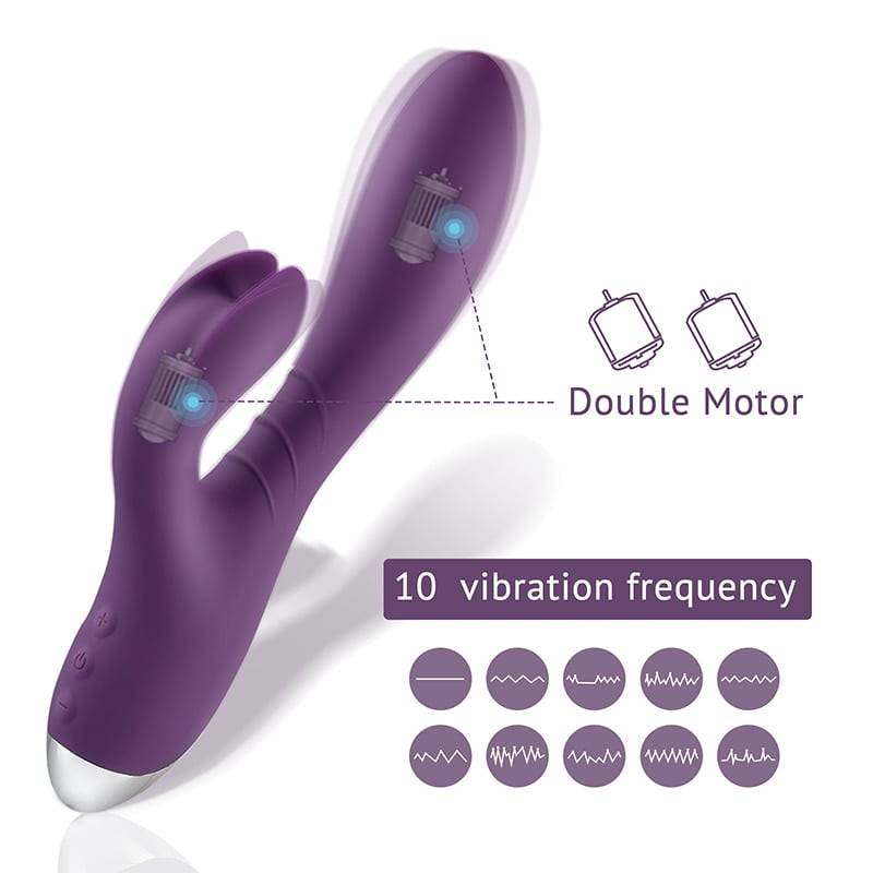 Tracy’s Dog Clitoris Kneading And Sliding Bunny Vibrator For Stimulating G-spot 10 Modes Waterproof Vibrating Dildo Sex Toy